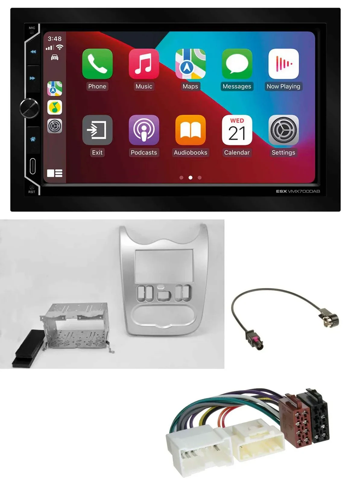 ESX 2DIN DAB USB MP3 Bluetooth Autoradio für Dacia Sandero Logan Duster ab 11 he