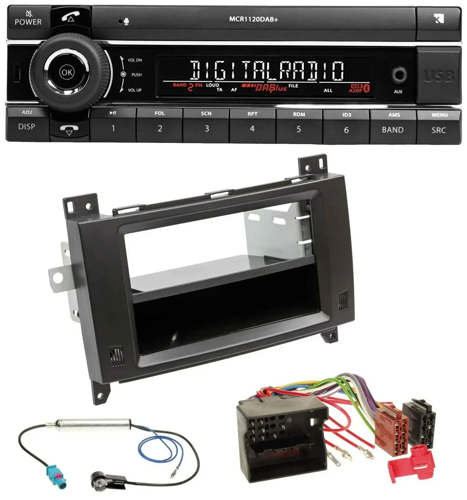 Kienzle Bluetooth MP3 USB DAB Autoradio für Mercedes Viano Vito 06-14 schwarz