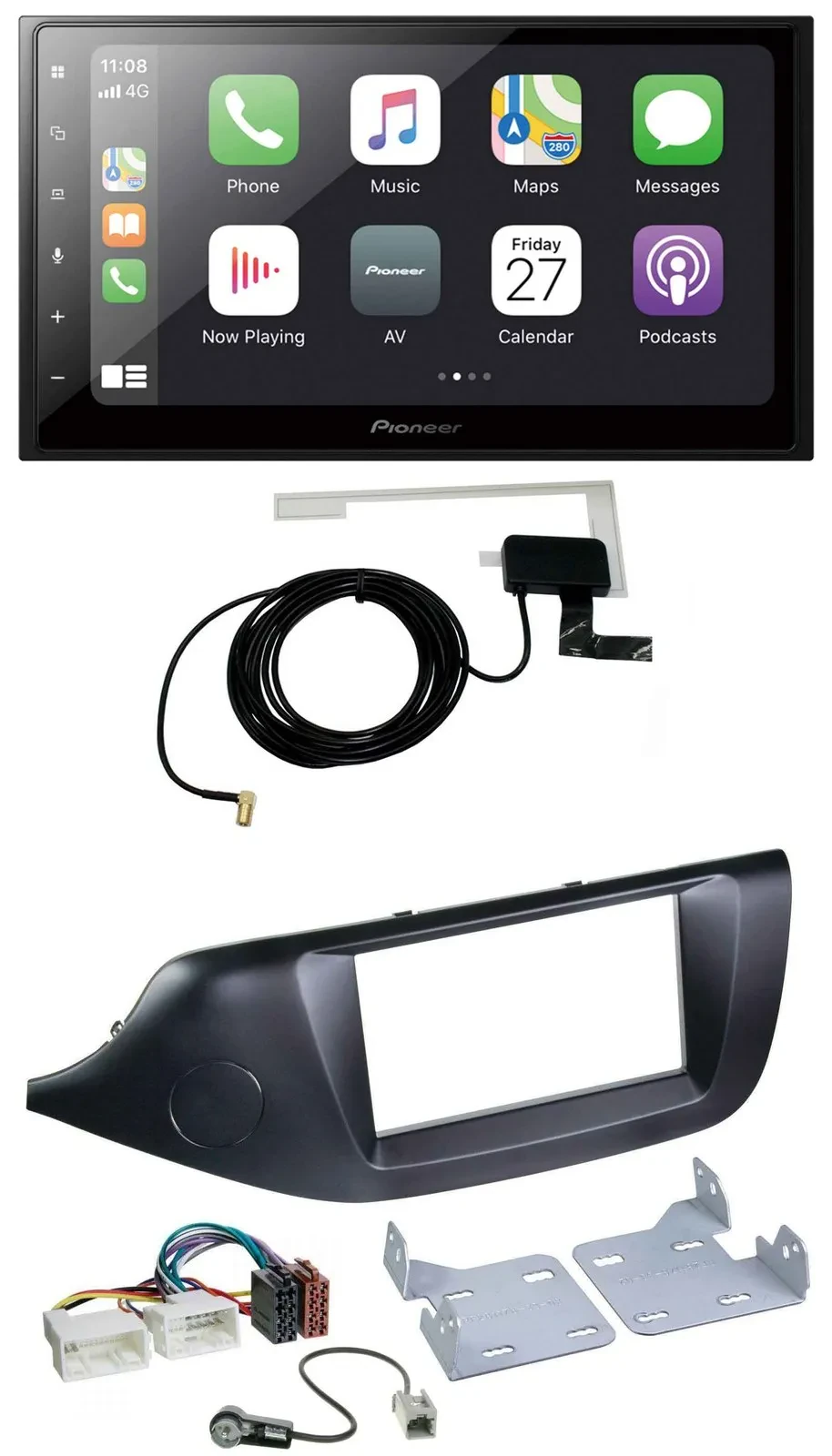 Автомагнитола Pioneer 2DIN, USB, Bluetooth, DAB, черная, для Kia Ceed (с 2012)