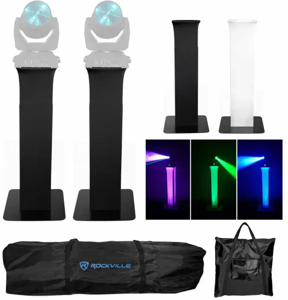 2 Totem Stands+Black+White Scrims For 2 Chauvet Intimidator Beam LED 350 Lights