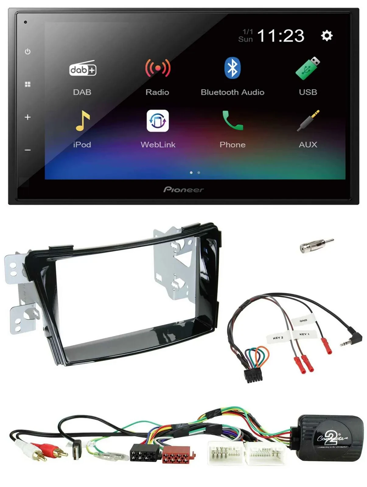 Pioneer USB Bluetooth DAB 2DIN Lenkrad Autoradio für Hyundai i40 11-19 USB AUX K