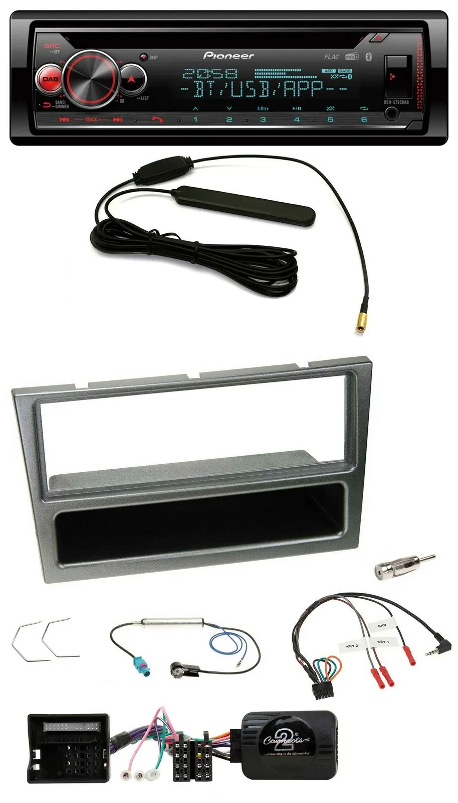 Pioneer USB DAB Lenkrad Bluetooth CD Autoradio für Opel Corsa C 04-06 aluminium