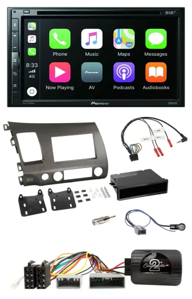 Pioneer DVD 2DIN Lenkrad DAB Bluetooth USB Autoradio für Honda Civic 06-10 Hybri