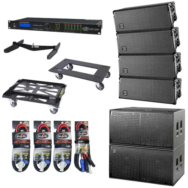 (4) DAS Event-208A Dual 8" Active Line Array Speakers & 218A Dual 18" Subs