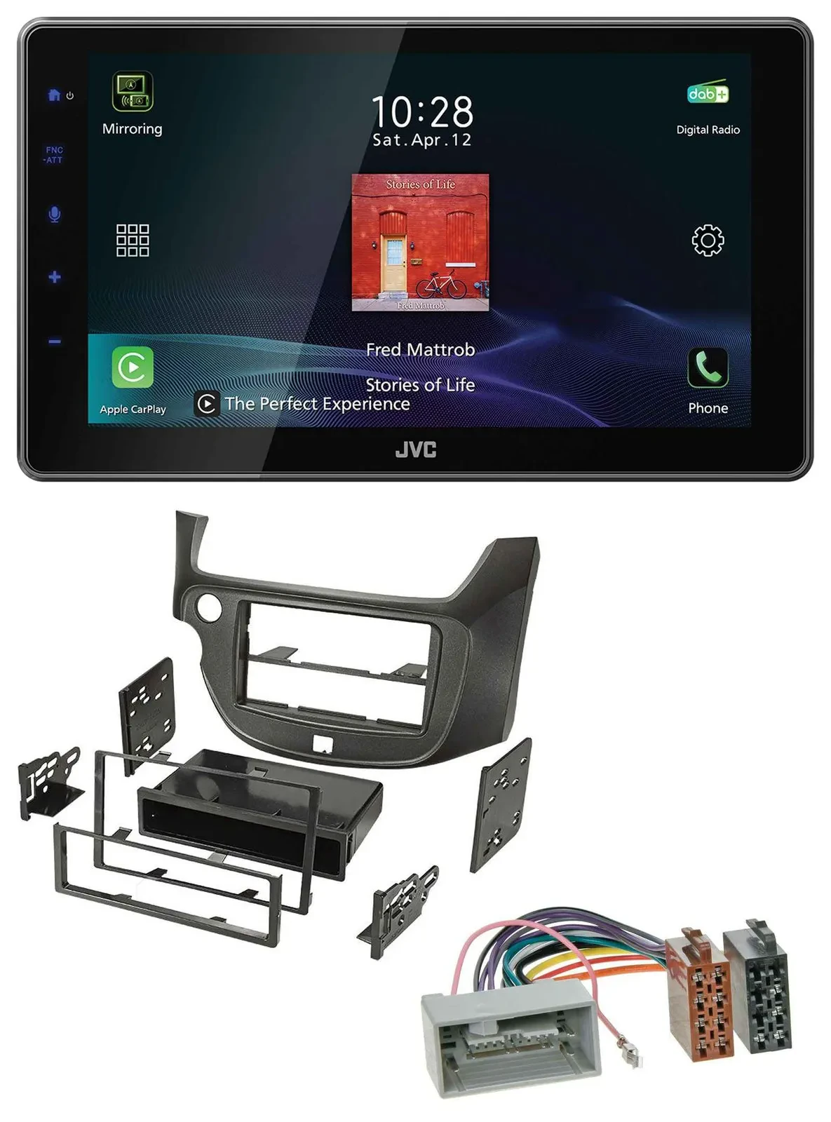 Автомагнитола JVC для Honda Jazz (с 2009) DAB, MP3, Bluetooth, USB, темно-серая