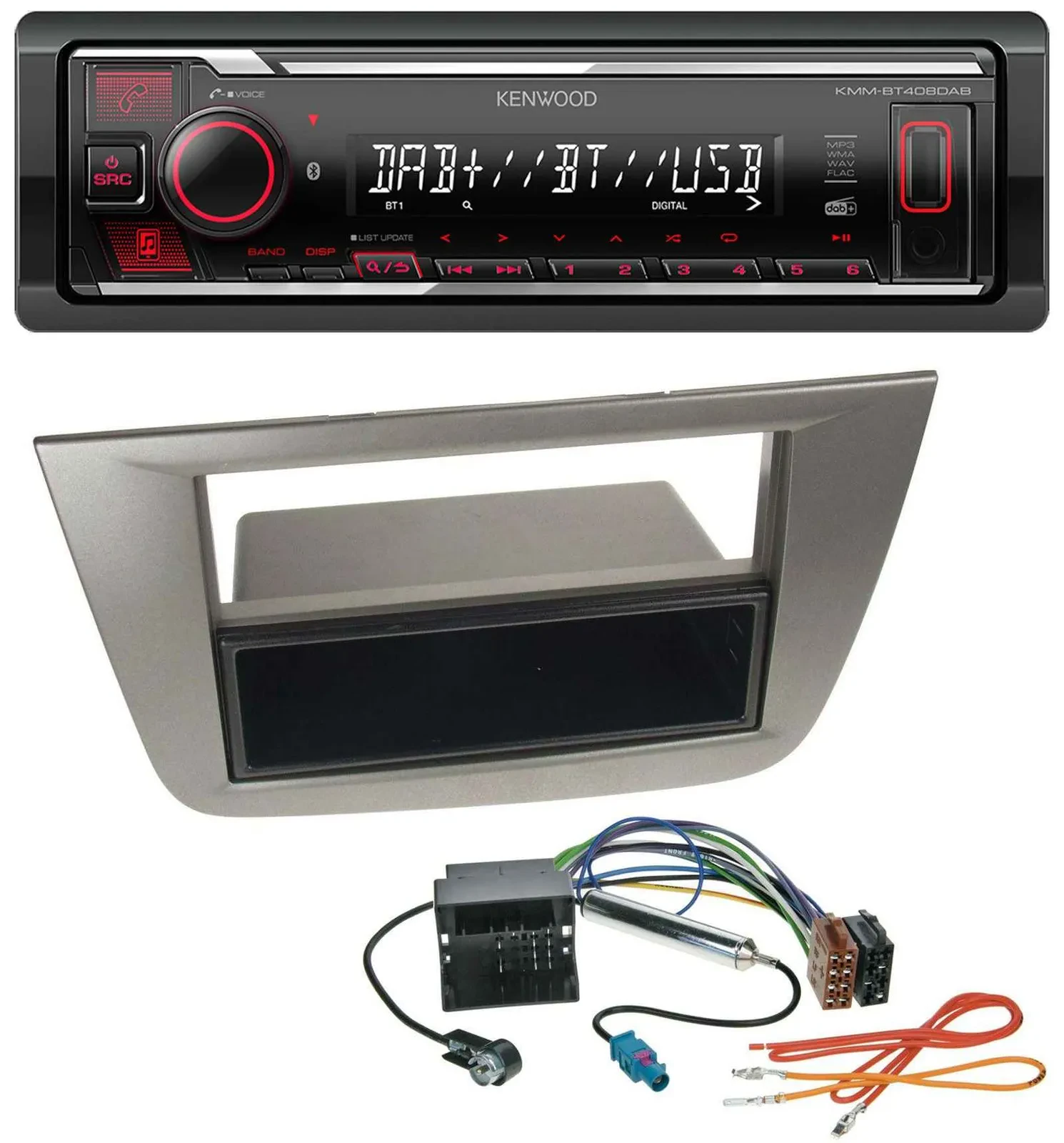 Автомагнитола для Seat Altea/Toledo (с 2005) Kenwood MP3 Bluetooth USB DAB, антрацит