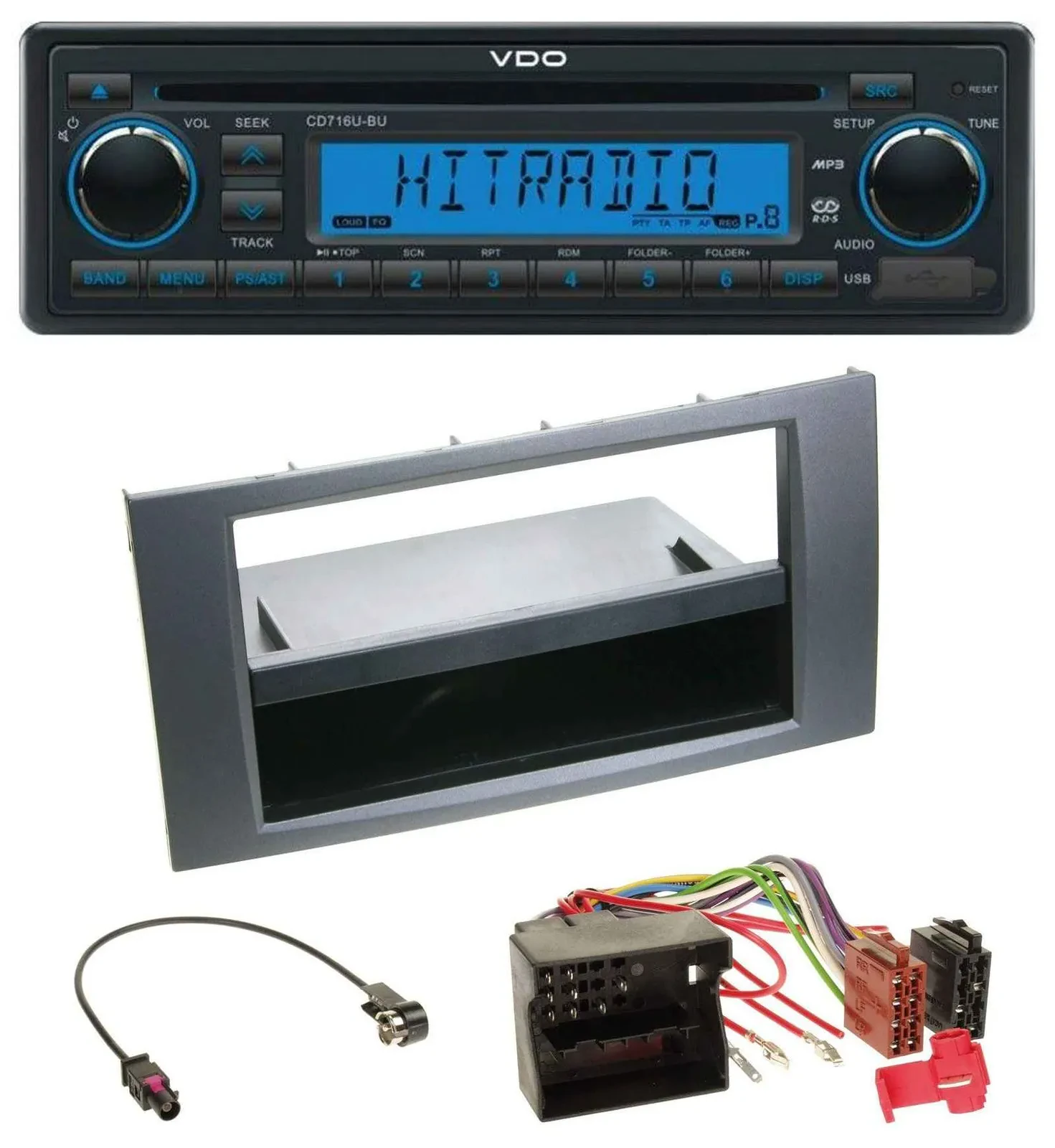 VDO AUX MP3 1DIN CD USB Autoradio für Ford Focus C-Max Galaxy S-Max 03-07 anthra