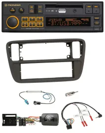Автомагнитола для VW Up Pioneer DAB, Bluetooth, USB, поддержка управления с руля, черная (2011–2016)