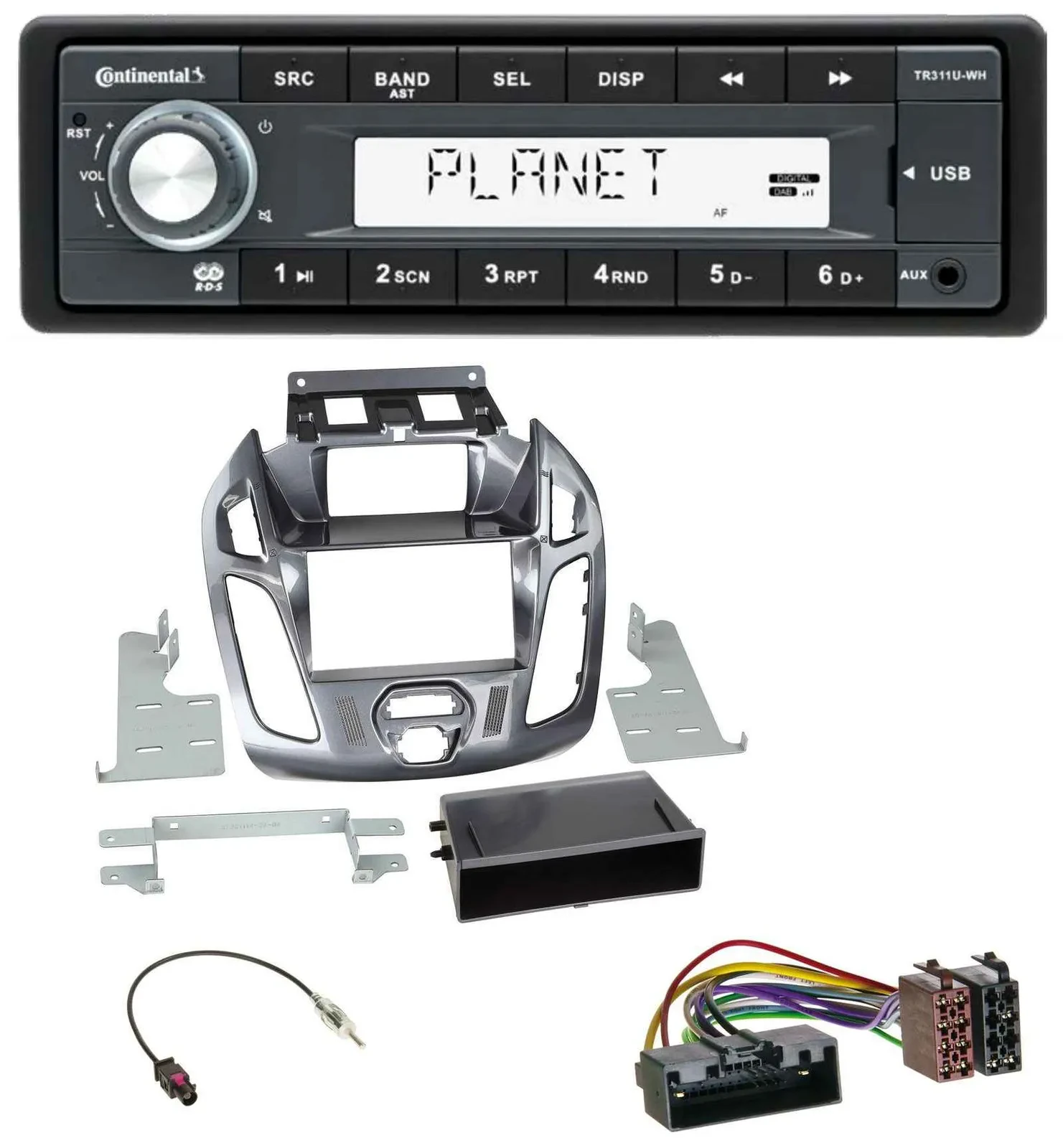 Continental USB MP3 AUX 1DIN Autoradio für Ford Transit Connect 2012-2018 Displa