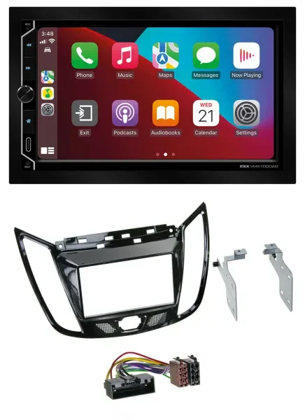 ESX 2DIN DAB USB MP3 Bluetooth Autoradio für Ford C-Max Kuga Klavierlack schwarz