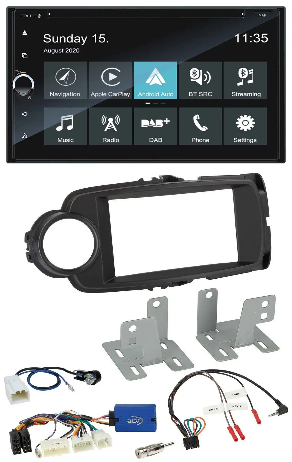 Blaupunkt 2DIN Lenkrad TMC Bluetooth USB DAB Navigation für Toyota Yaris ab 2014