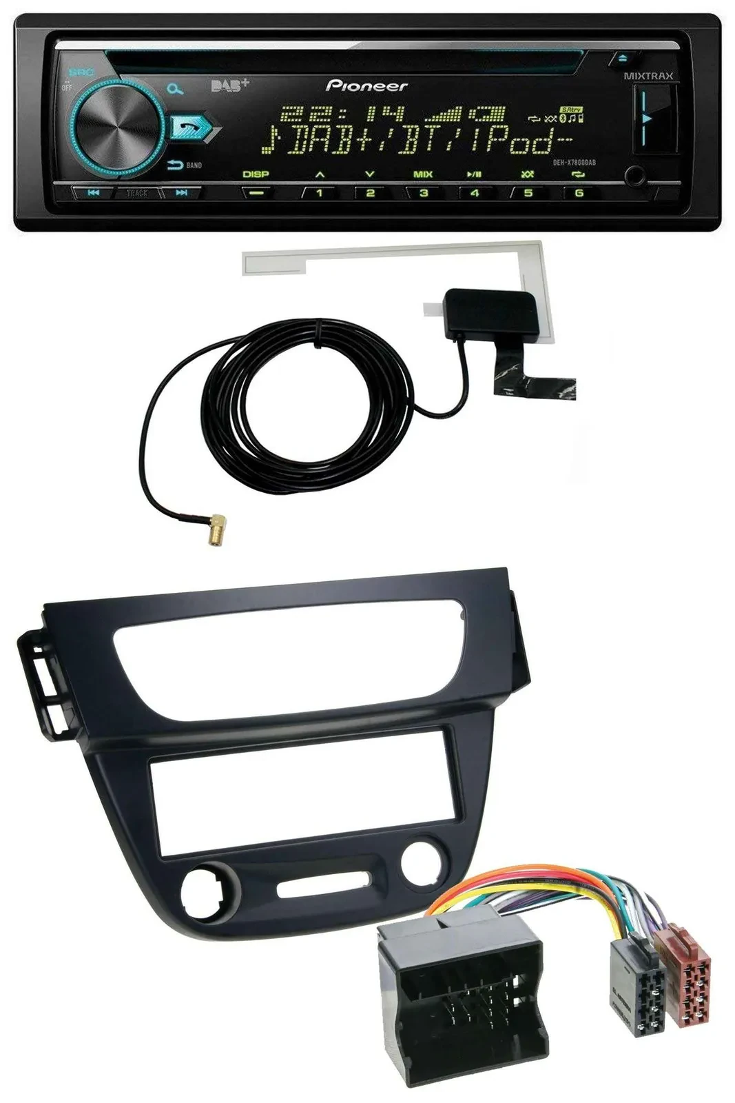 Pioneer MP3 AUX CD USB DAB Autoradio für Renault Megane 3 09-14 Quadlock schwarz