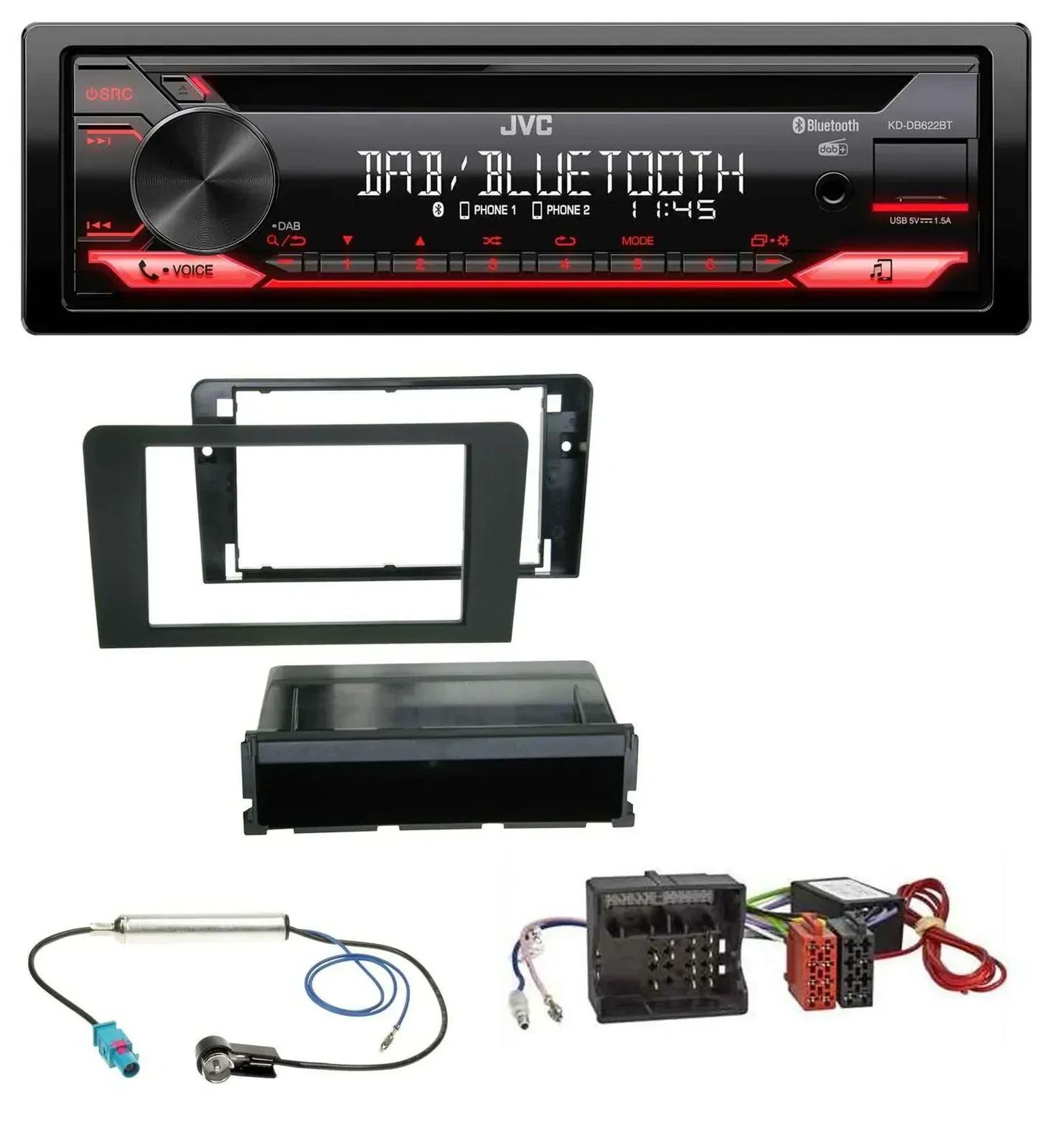 Автомагнитола JVC CD/DAB/USB/Bluetooth, MP3, для Audi A3 8P 2006–2012 (Symphony активная система)