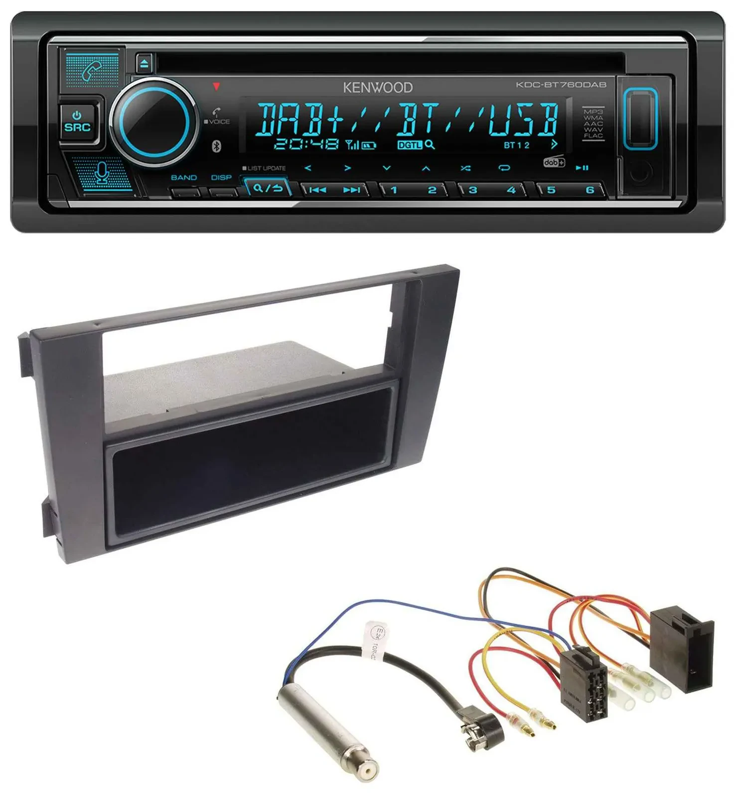 Автомагнитола Kenwood Bluetooth DAB USB CD для Audi A6 C5 (2001–2005) ISO