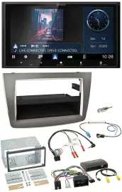 Автомагнитола для Alfa Romeo Mito Kenwood 2DIN, Bluetooth, USB, DAB, поддержка управления на руле, серебристая