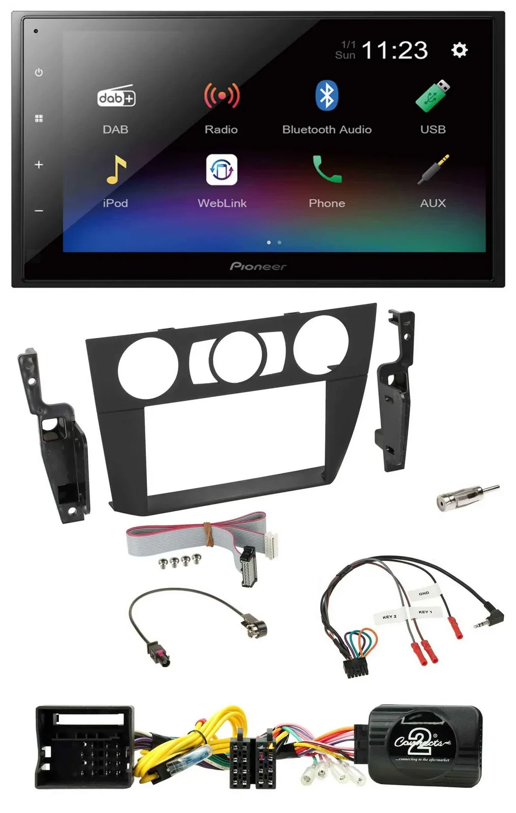 Pioneer USB Bluetooth DAB 2DIN Lenkrad Autoradio für BMW 3-er 2005-2013 man. Kli