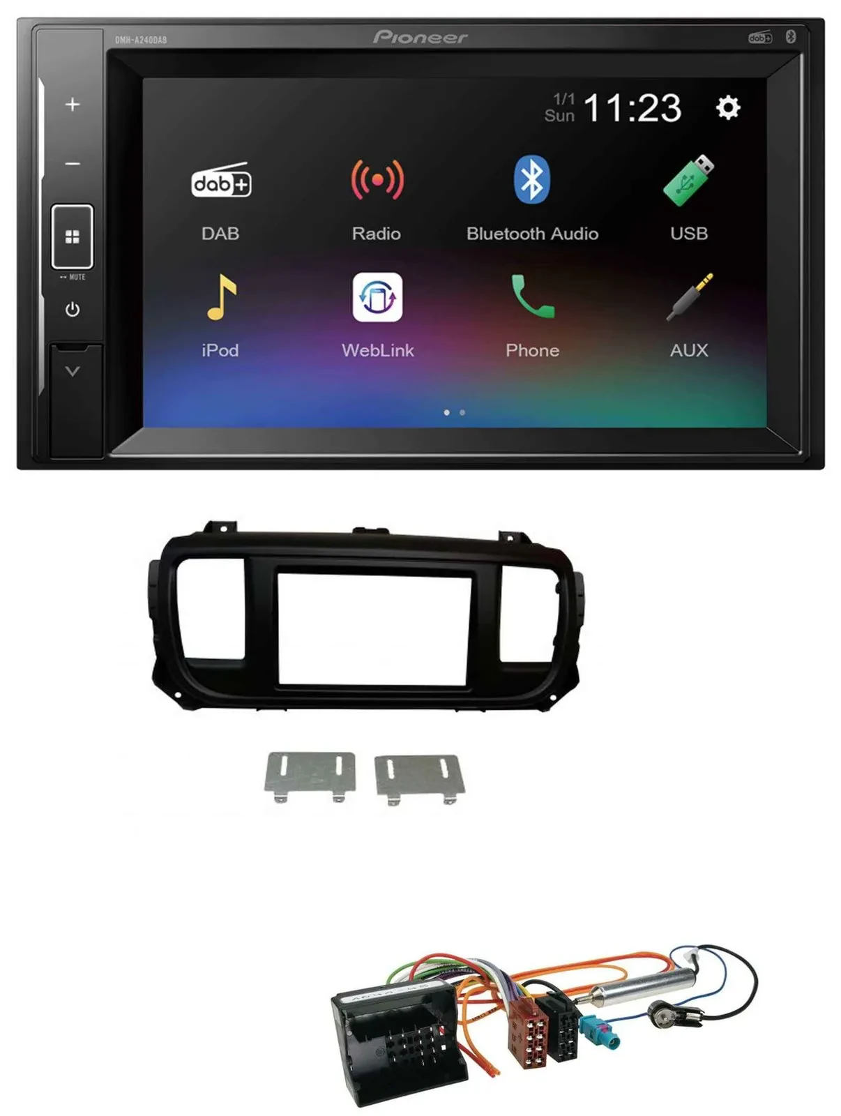 Pioneer DAB MP3 2DIN Bluetooth USB Autoradio für Peugeot Expert Traveller ab 201