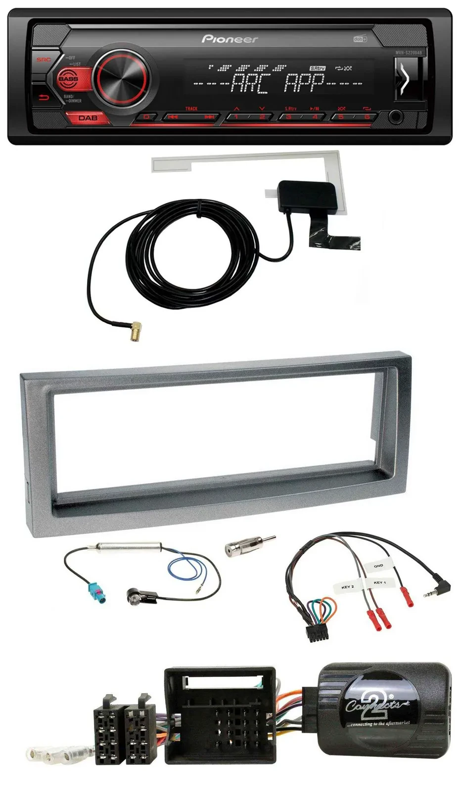 Автомагнитола для Citroen C5 Pioneer 1-DIN, USB, DAB, MP3, серо-металлик, совместима с кнопками на руле (с 2005 года)