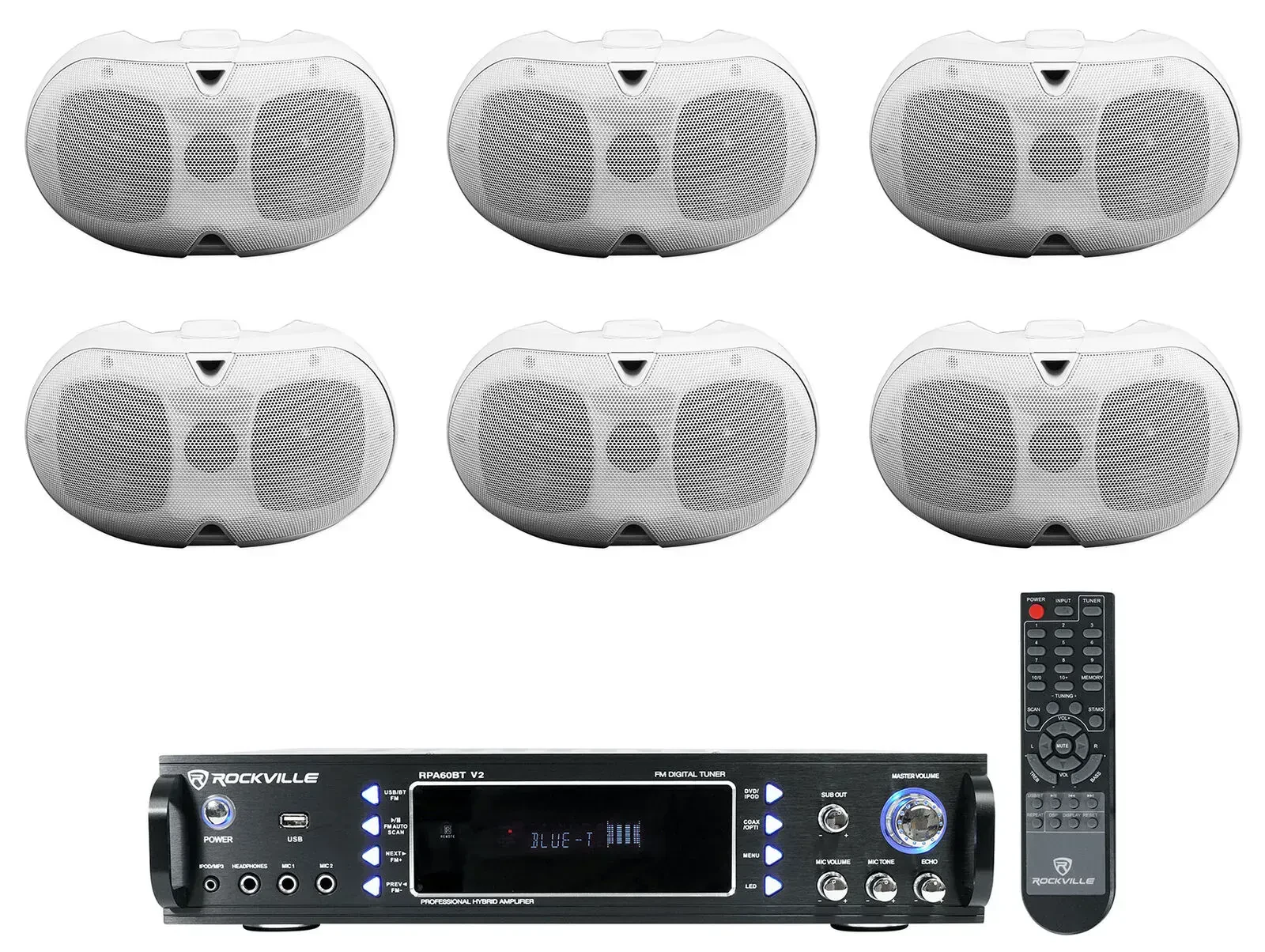 Настенная акустика Rockville D4-16 White с усилителем (6 штук)