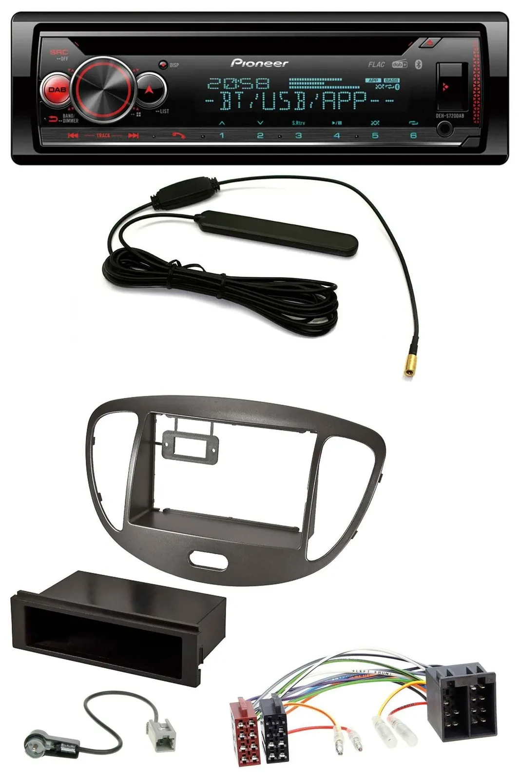 Автомагнитола Pioneer CD/USB/DAB/Bluetooth для Hyundai i10 (2008–2013), темно-серебристый