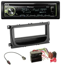 Автомагнитола Pioneer DAB USB MP3 AUX CD для Ford Mondeo/S-Max (2007–2014) черная с карманом