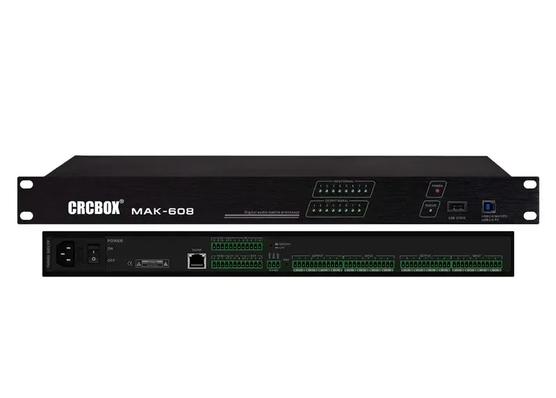 Аудиопроцессор CRCBOX MAK-608 8 входов/8 выходов Euroblock, USB MP3, AEC, USB/Wi‑Fi/TCP/IP, RS‑485
