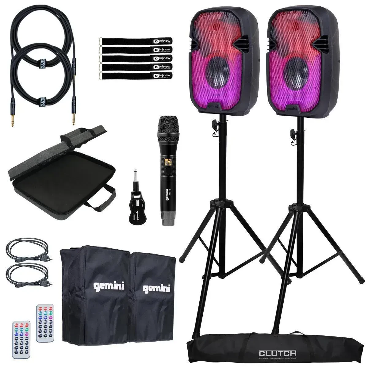 Акустическая система для караоке Gemini PARTYBOX-RAVE8-MICPK 8", Bluetooth, LED, с беспроводным микрофоном (набор)