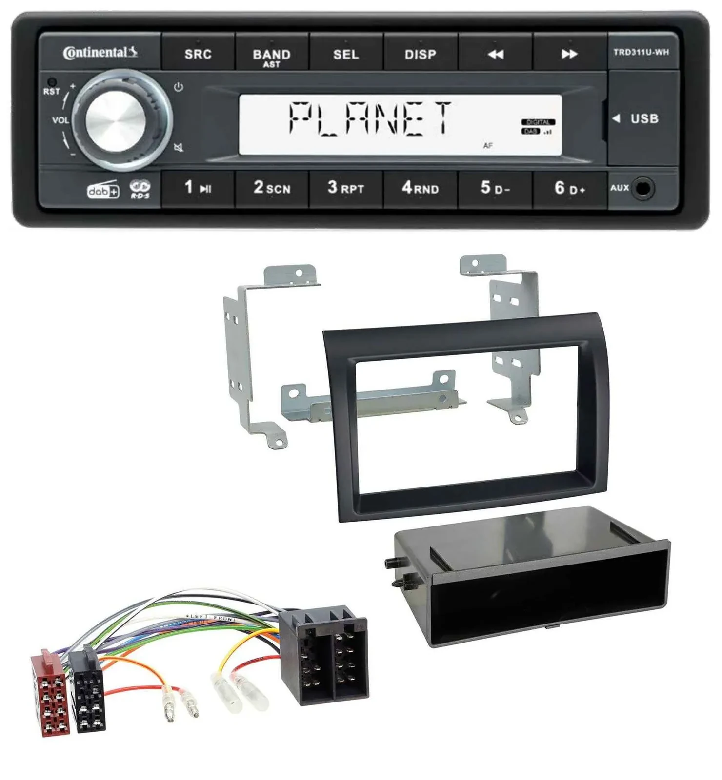Continental MP3 AUX USB DAB 1DIN Autoradio für Fiat Ducato (2006-2010) schwarz