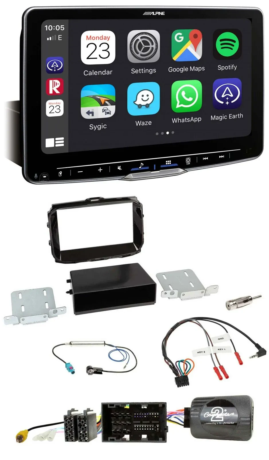 Автомагнитола Alpine Bluetooth, USB, DAB для Alfa Giulietta 2013–2021, цвет Piano Black, поддержка управления на руле