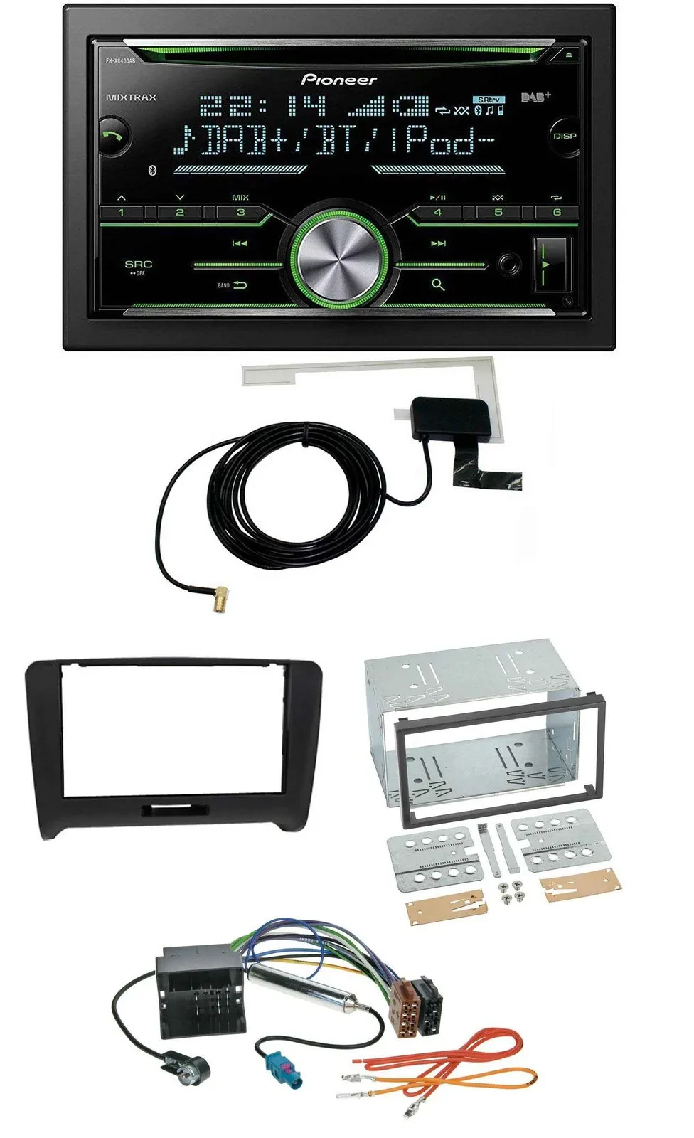 Pioneer CD USB MP3 Bluetooth 2DIN DAB Autoradio für Audi TT (06-14) Quadlock