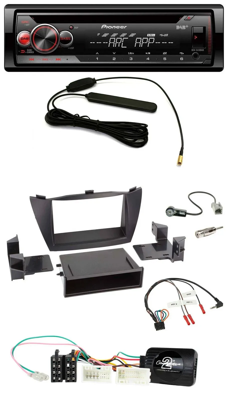 Pioneer CD USB Lenkrad DAB MP3 Autoradio für Hyundai ix35 2010-2013 schwarz