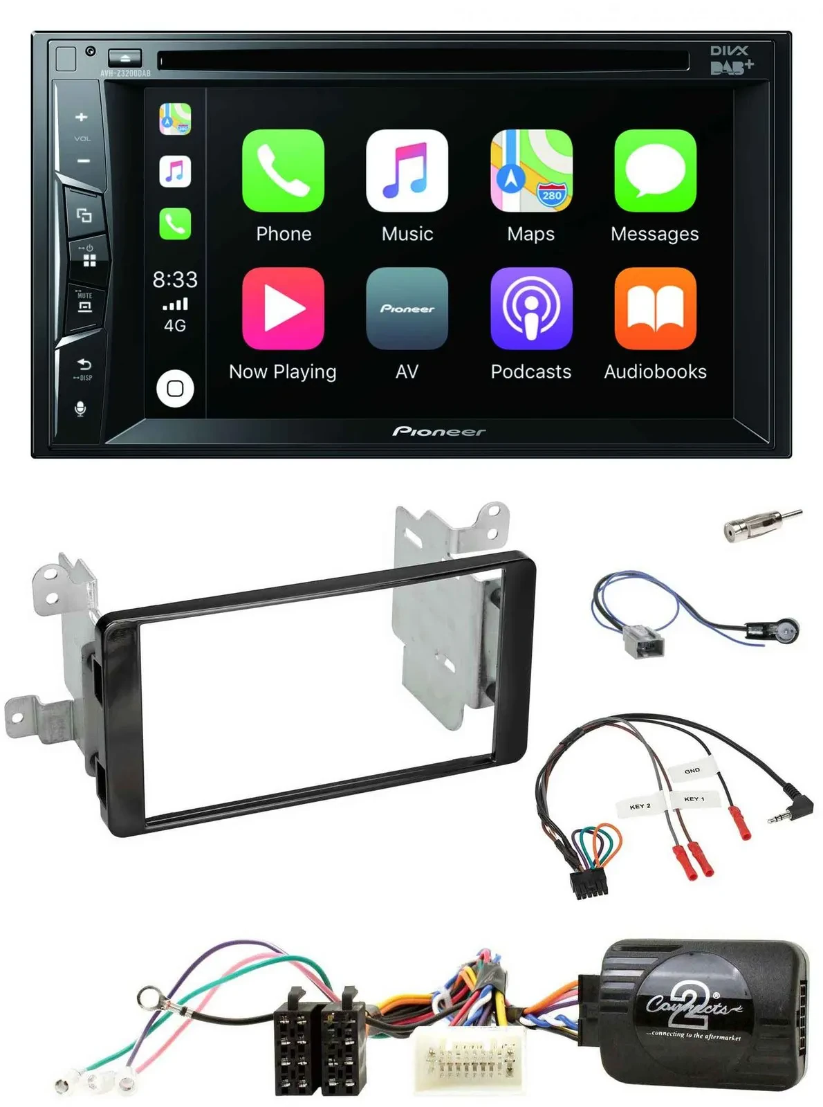 Pioneer Lenkrad USB DVD Bluetooth DAB 2DIN Autoradio für Mitsubishi ab 2012 Outl
