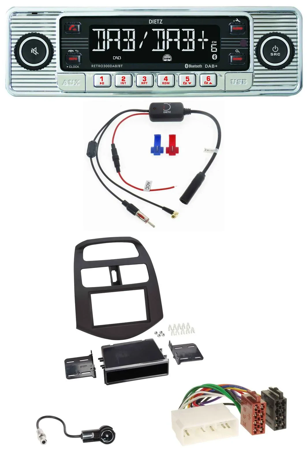 Dietz DAB USB MP3 Bluetooth Autoradio für Chevrolet Spark (KLM 2012-2013)