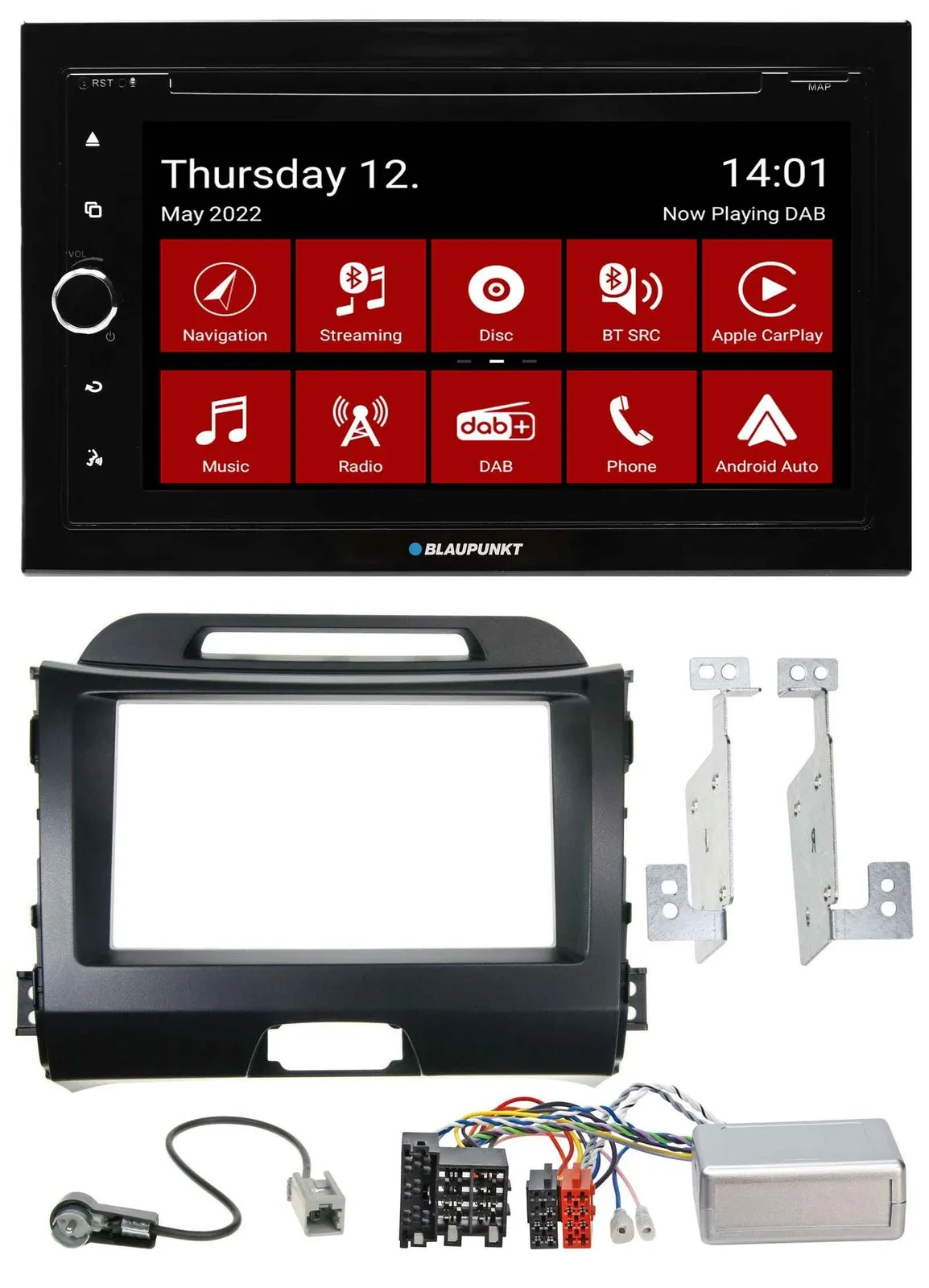 Blaupunkt 2DIN Lenkrad Bluetooth USB TMC DAB Navigation für Kia Sportage III 10-