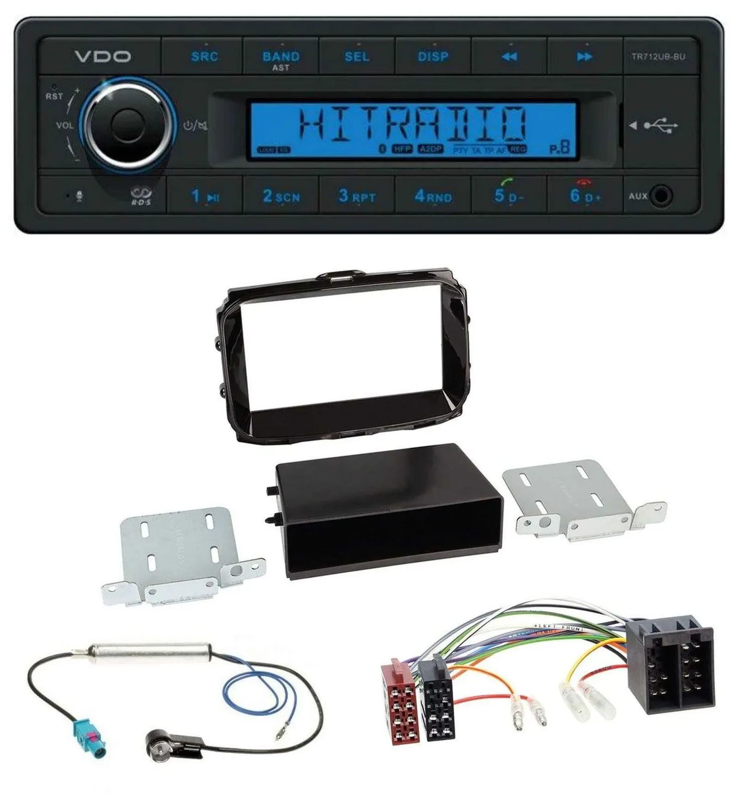 VDO Bluetooth AUX USB MP3 Autoradio für Alfa Giulietta ab 2013 ISO piano-schwarz