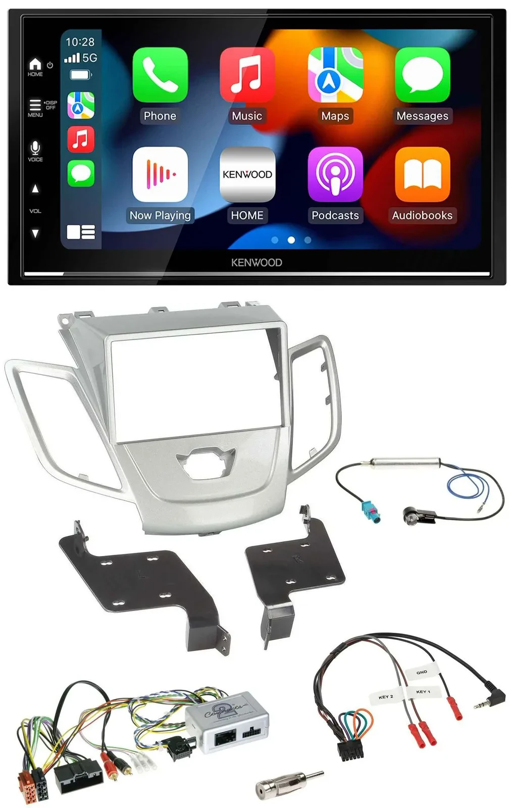 Kenwood DAB USB Bluetooth 2DIN Lenkrad Autoradio für Ford Fiesta 2010-2017 silbe