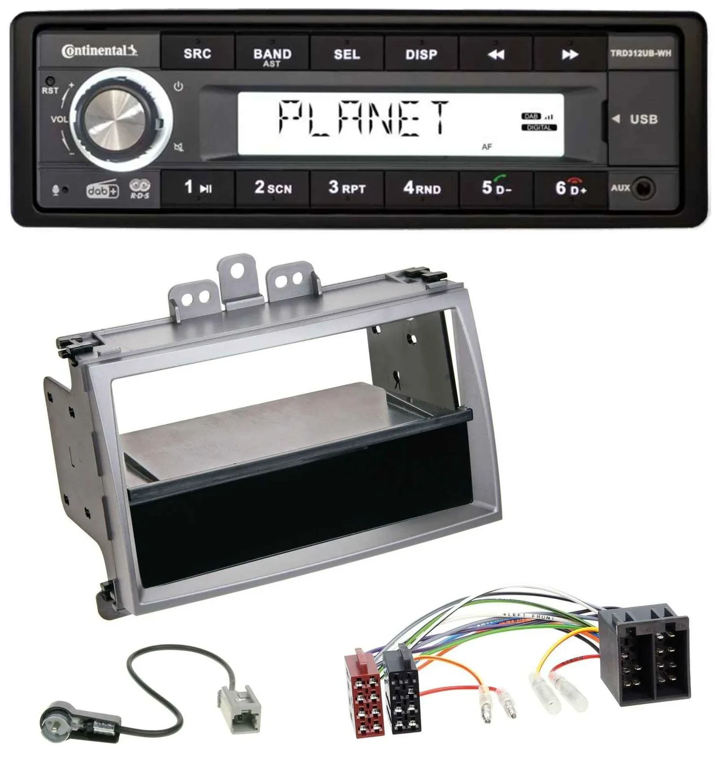 Автомагнитола Continental 1-DIN USB/AUX DAB MP3 для Hyundai i20 (2008–2011) с нишей
