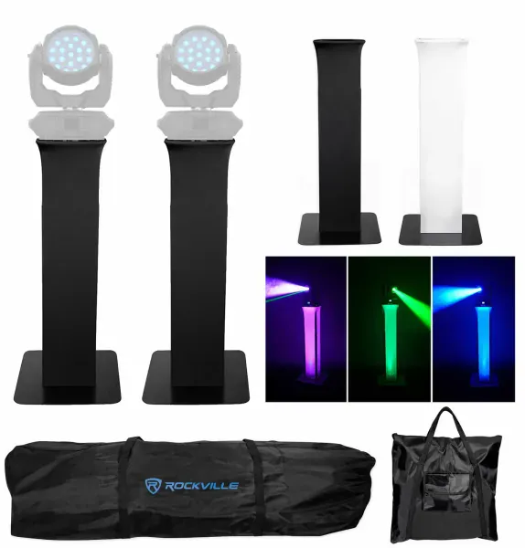 (2) Totem Stands+Black+White Scrims For (2) Chauvet Maverick STORM 1 WASH Lights