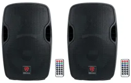 (2) Rockville BPA12 12" Professional Powered 600 Watt DJ PA Speakers w Bluetooth