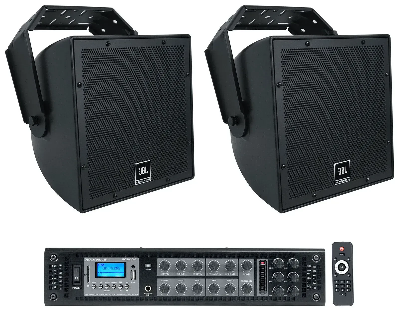 Настенная акустика Rockville AWC82 Black с усилителем (пара)