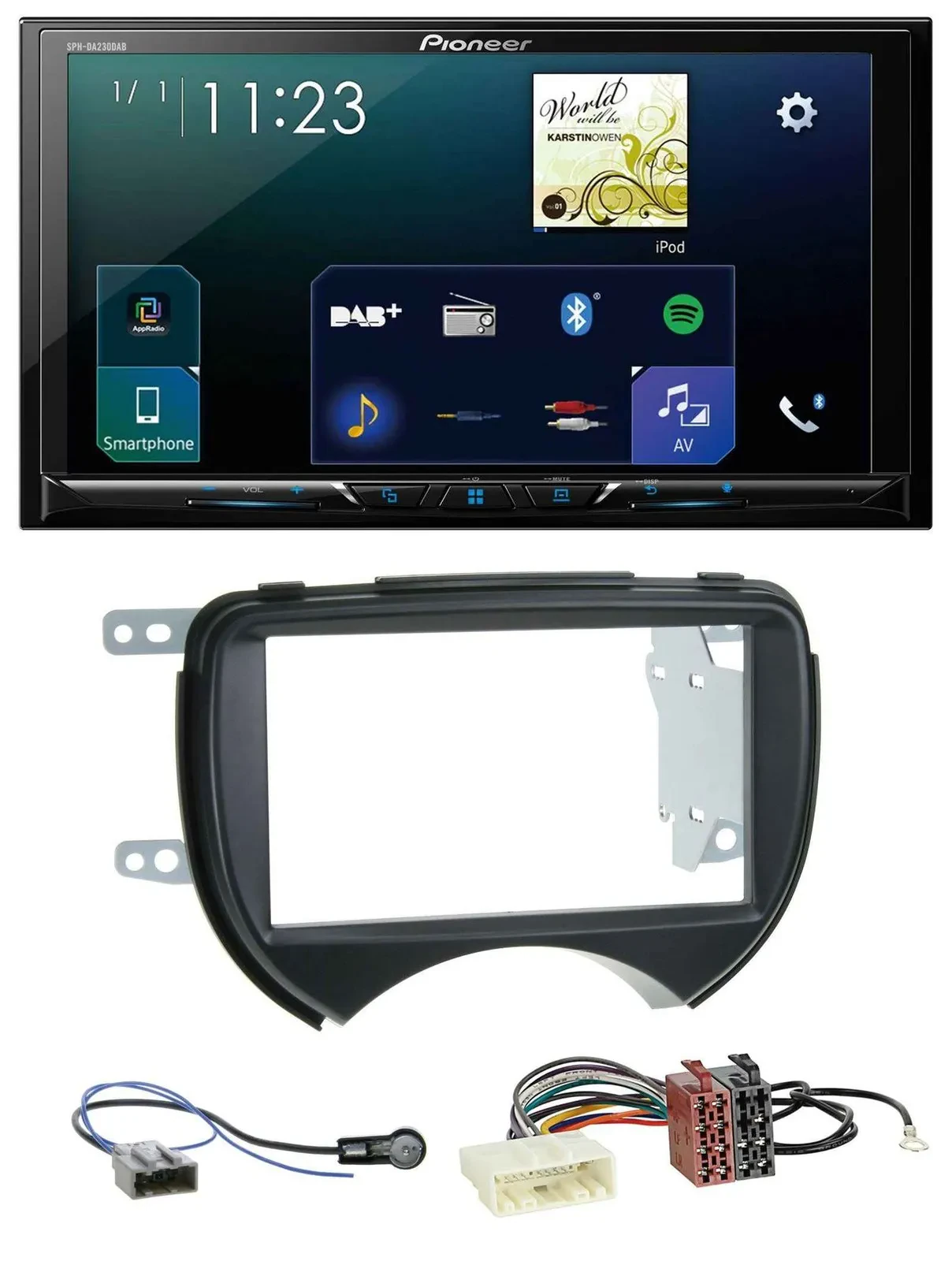 Pioneer MP3 Bluetooth USB 2DIN DAB Autoradio für Nissan Micra 10-13 schwarz