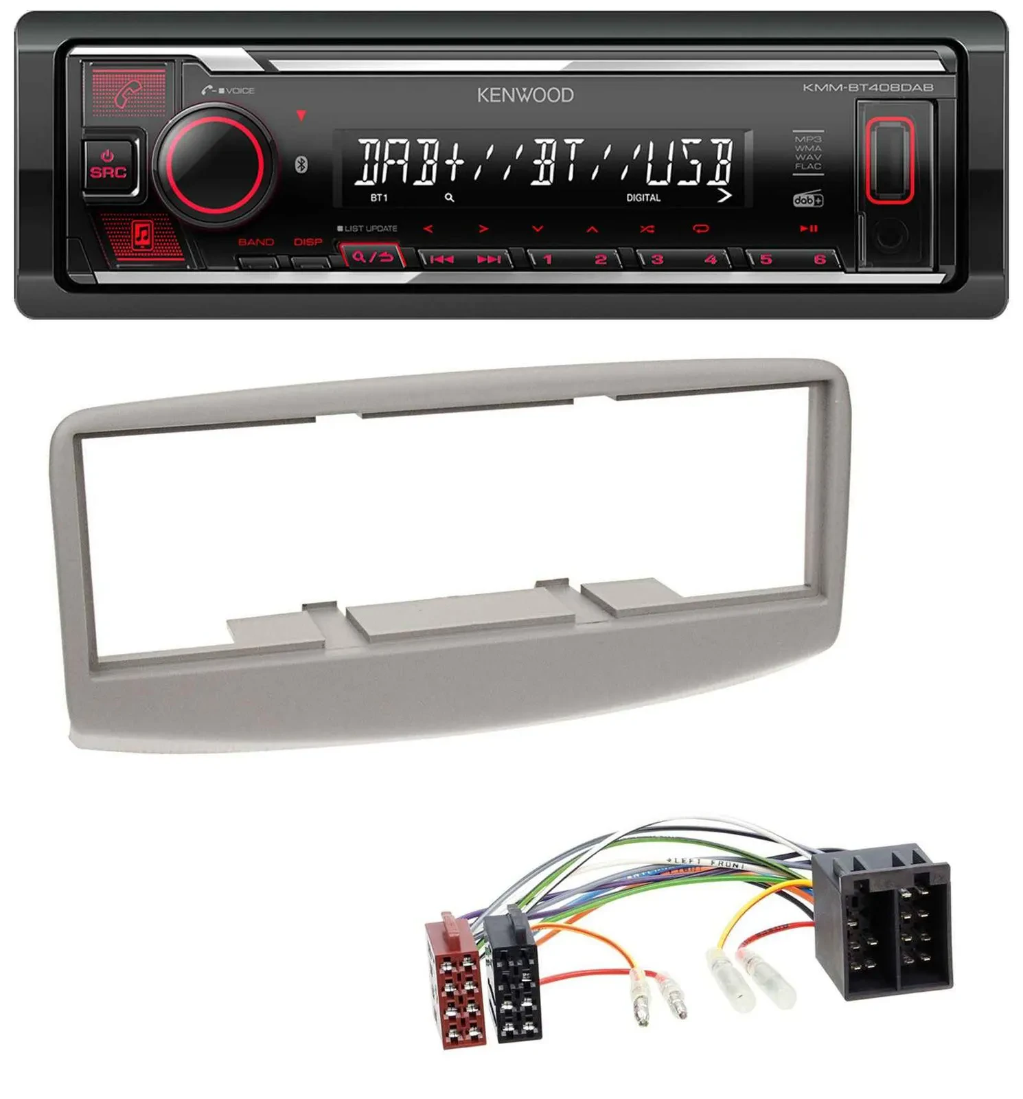 Kenwood MP3 Bluetooth USB DAB Autoradio für Fiat Multipla 186 1999-2010 grau