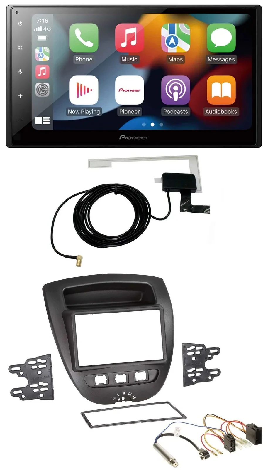 Pioneer MP3 USB Bluetooth DAB 2DIN Autoradio für Peugeot 107 Citroen C1 Toyota A