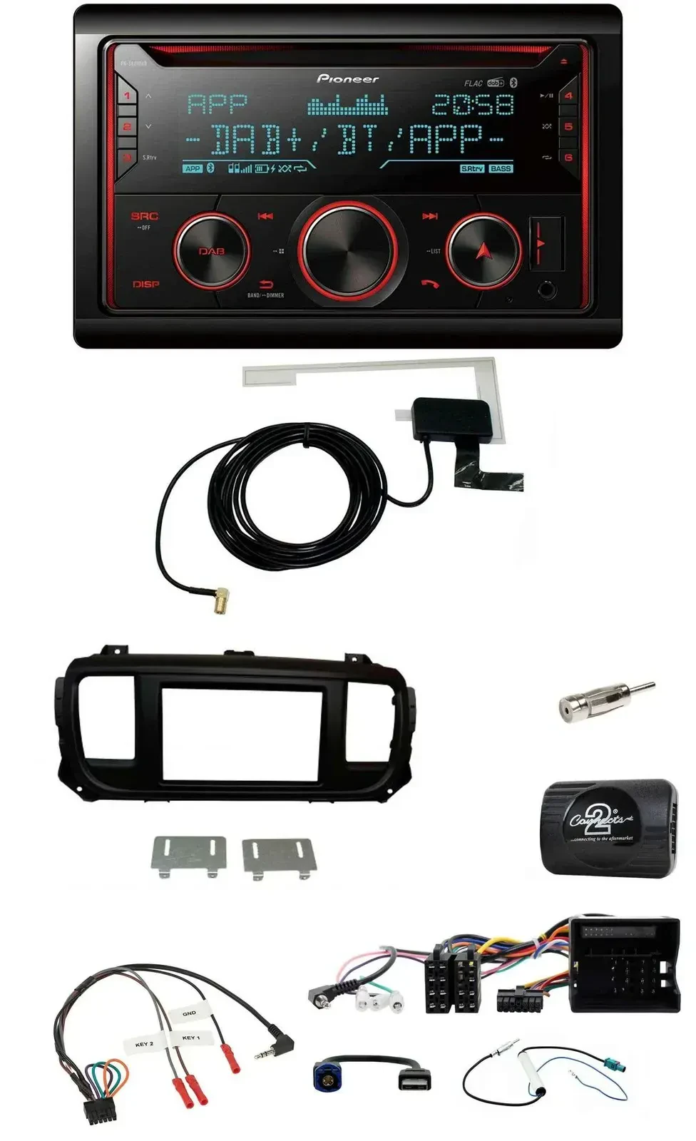 Автомагнитола для Citroen Jumpy Pioneer 2-DIN DAB USB CD Bluetooth совместимая с управлением на руле