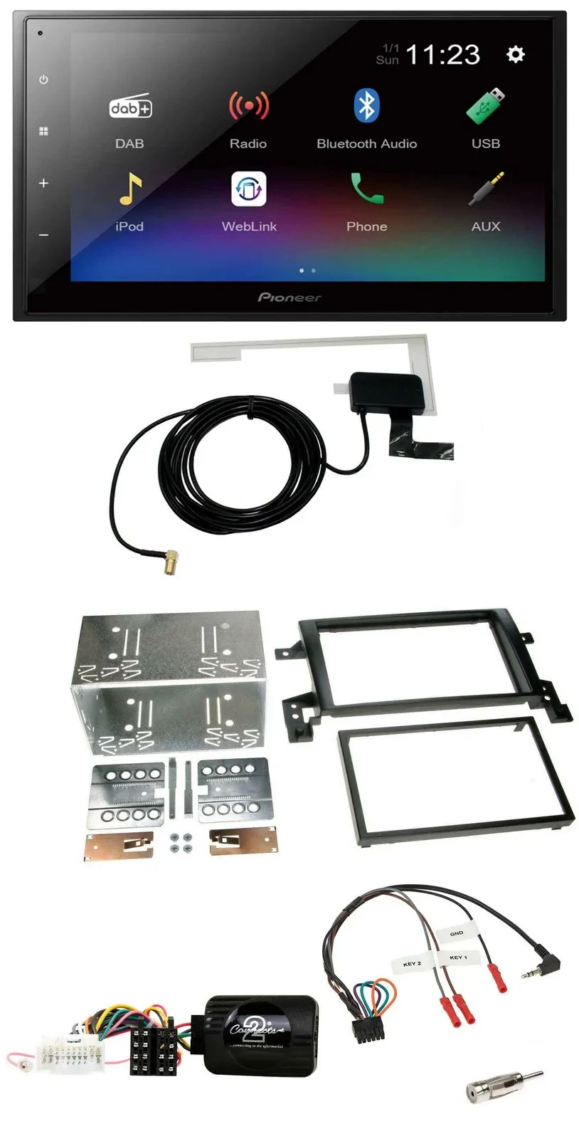 Pioneer DAB Lenkrad Bluetooth 2DIN USB Autoradio für Suzuki Grand Vitara 2005-20