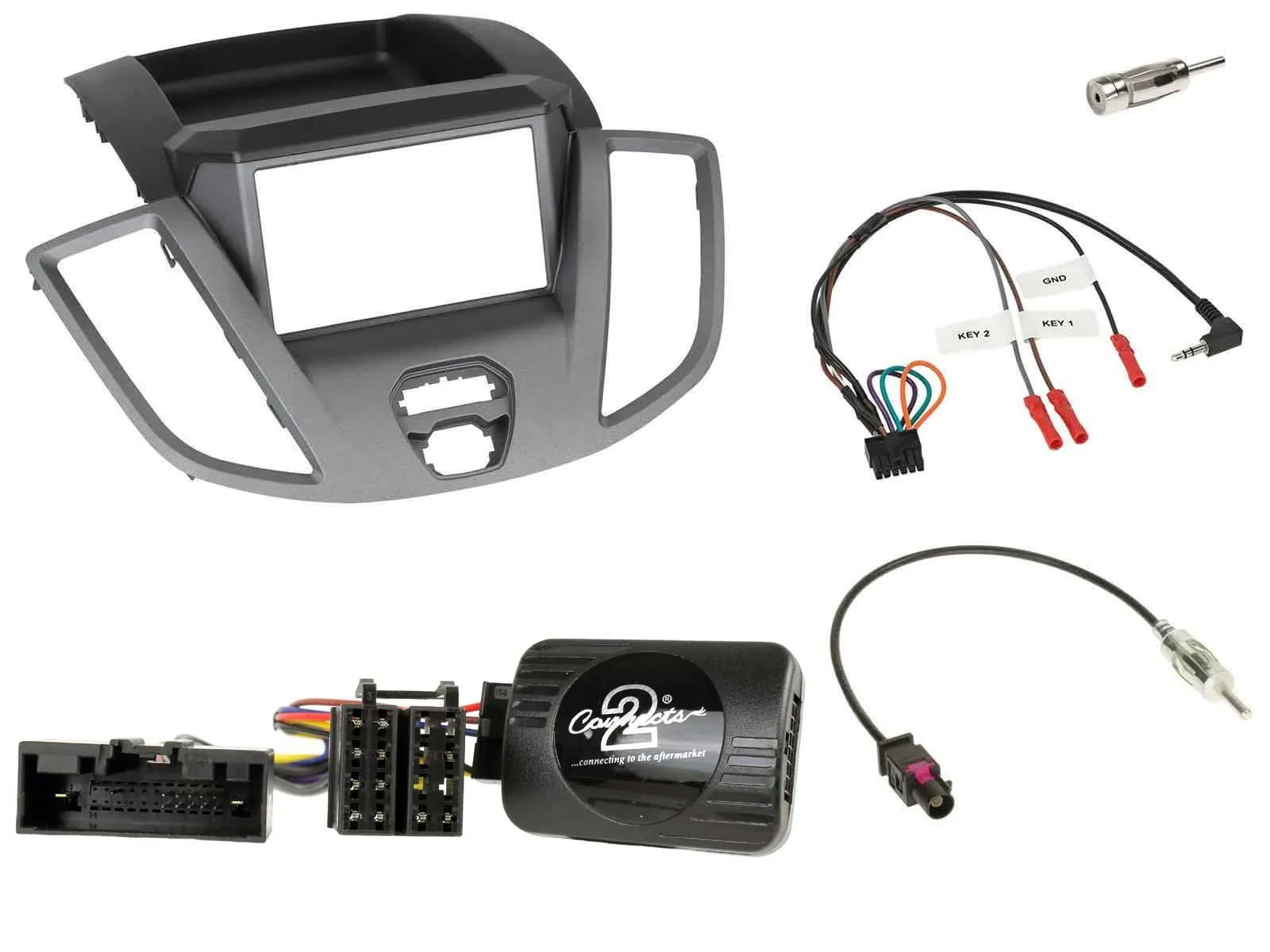Einbauset Lenkradadapter Doppel DIN Autoradio für Ford Transit V363 2014-2018