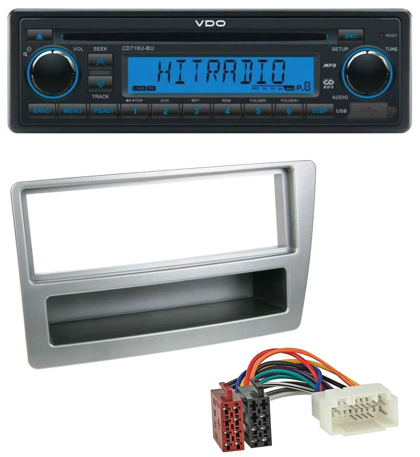 VDO AUX MP3 1DIN CD USB Autoradio für Honda Civic 04-06 silber autom. Klima