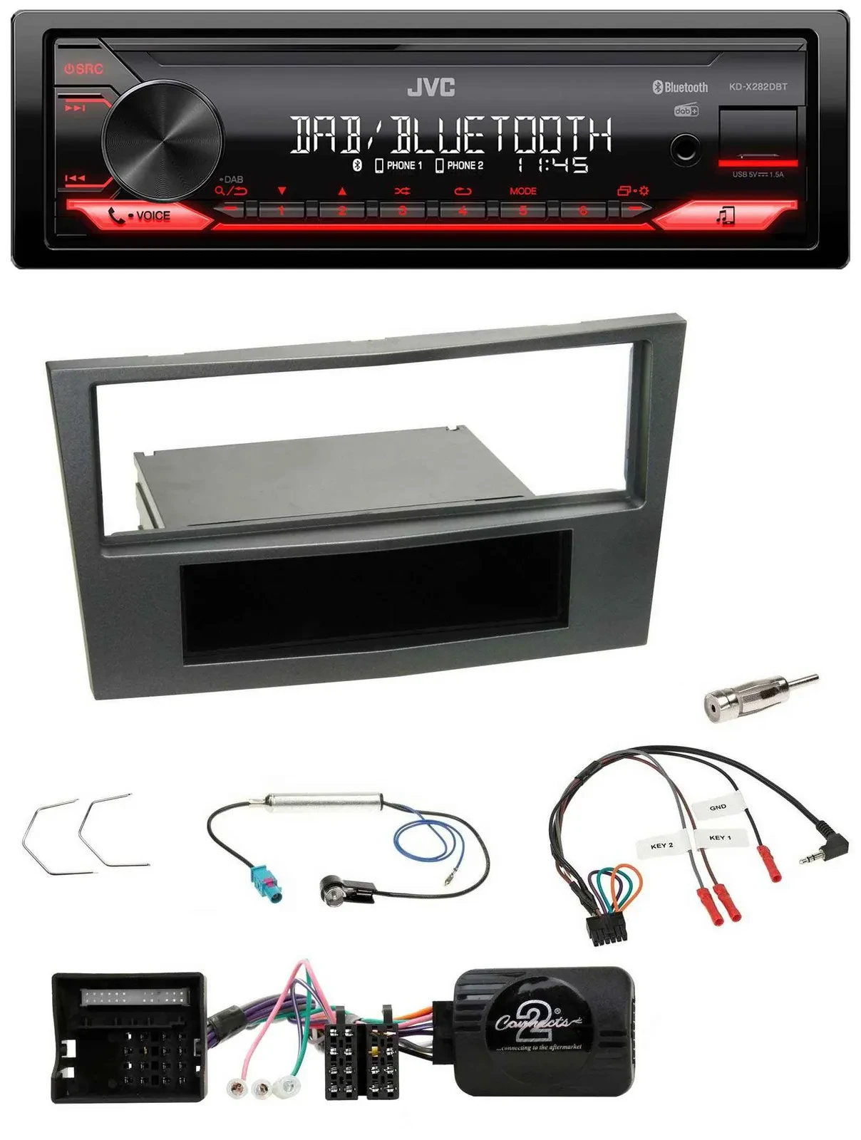 JVC Bluetooth USB DAB Lenkrad Autoradio für Opel Antara Astra H Zafira B charcoa