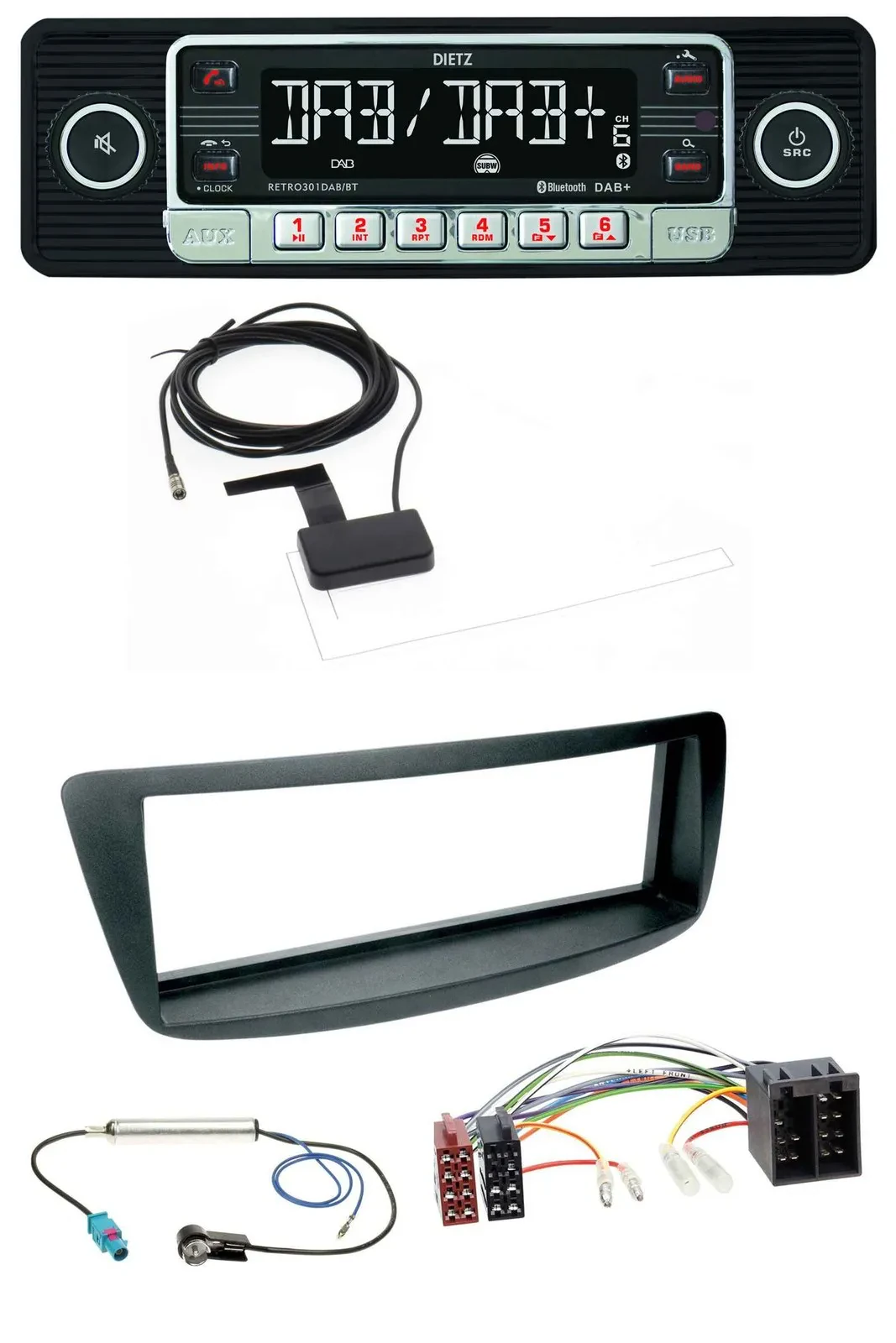 Dietz DAB Bluetooth USB MP3 Autoradio für Citroen C1 Peugeot 107 Fakra Phantomei