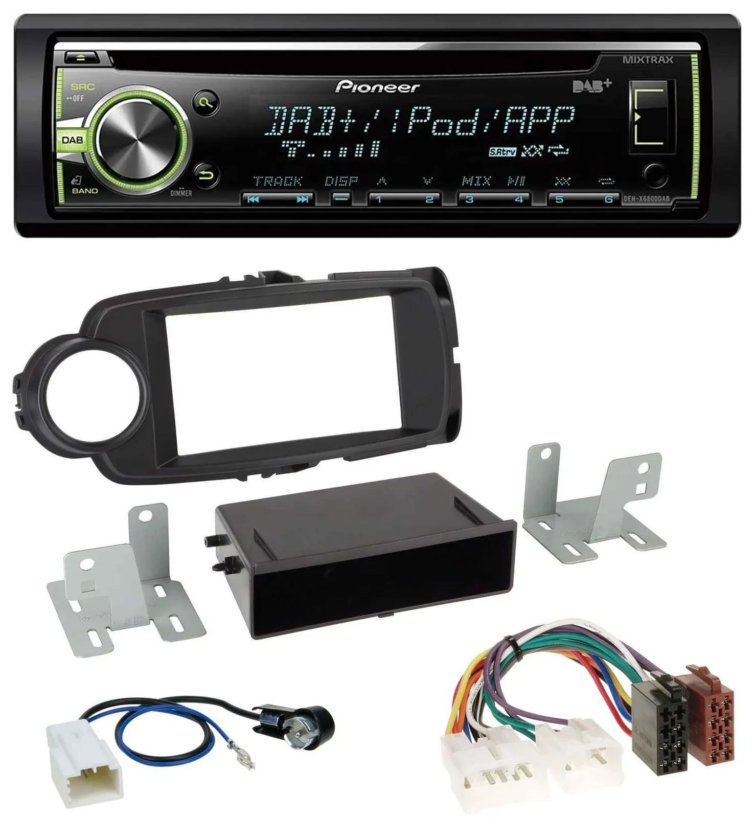 Pioneer DAB USB MP3 AUX CD Autoradio für Toyota Yaris (11-14) - schwarz